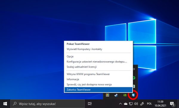 Pomoc Zdalna - zamykanie istniejącej instancji programu.