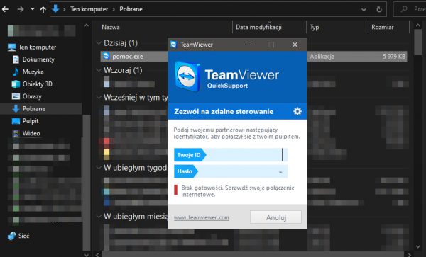 Pomoc Zdalna - brak gotowości.
