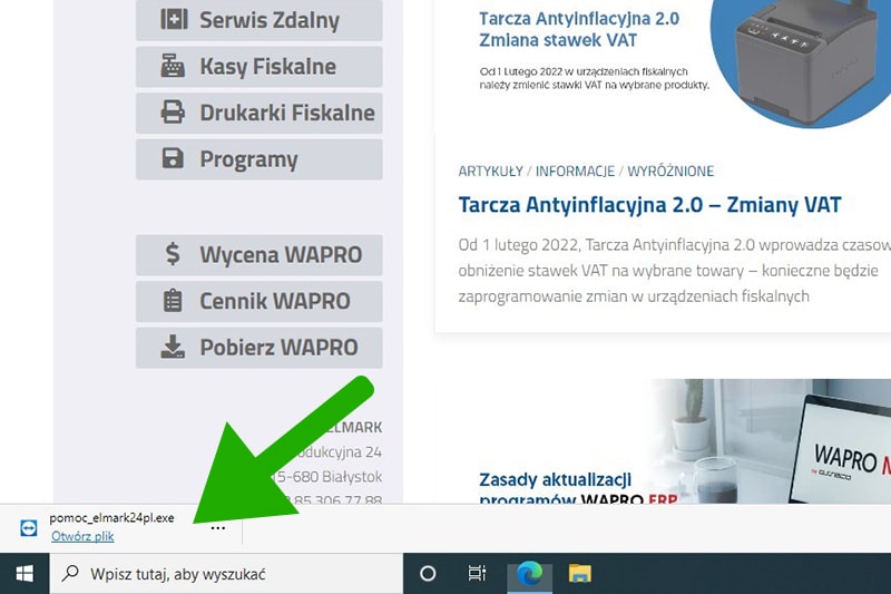 Pobieranie plików w przeglądarce Microsoft Edge / Google Chrome.